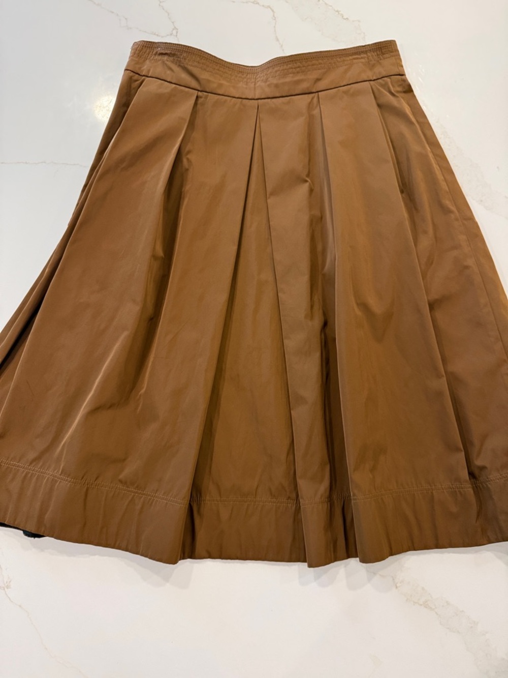 Pleated A-Line Skirt in Warm Brown